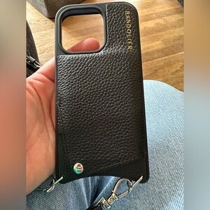Bandolier Black Leather Phone Case fits iPhone 14 Pro